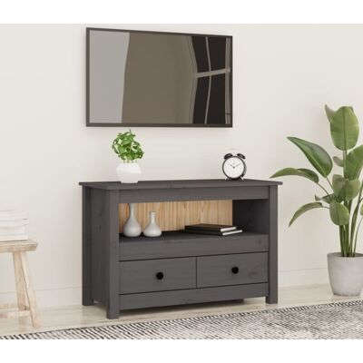 Vidaxl - Mueble De Tv De Madera Maciza De Pino Gris 79x35x52 Cm Vidaxl - Mueble De Tv De Madera Maciza De Pino Gris 79x35x52 Cm
