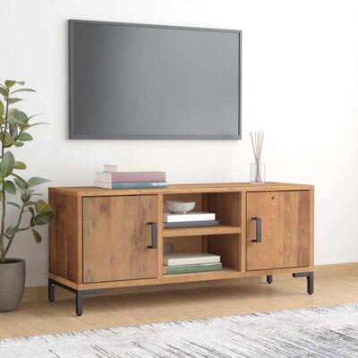 Vidaxl - Mueble Para Tv Madera Maciza De Pino Marrón 110x35x48 Cm Vidaxl - Mueble Para Tv Madera Maciza De Pino Marrón 110x35x48 Cm