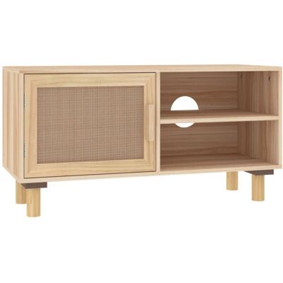 Vidaxl - Mueble Para Tv Madera Maciza Pino Y Ratán Natural 80x30x40 Cm Vidaxl - Mueble Para Tv Madera Maciza Pino Y Ratán Natural 80x30x40 Cm