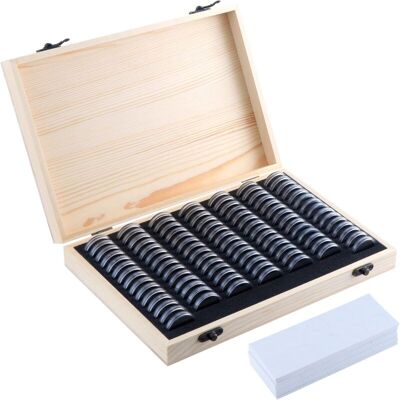 Generic - Pine Capsule Box - 100 cápsulas - Coin Storage Box Generic - Pine Capsule Box - 100 cápsulas - Coin Storage Box