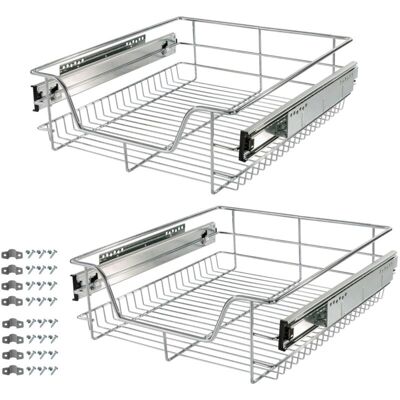 Arebos - 2x Cajón Telescópico Cajón De Cocina Cesta Extraíble Extensible 50 Cm Arebos - 2x Cajón Telescópico Cajón De Cocina Cesta Extraíble Extensible 50 Cm