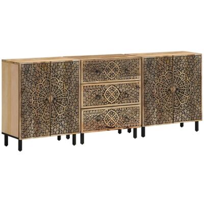 vidaXL Armario lateral - Estilo retro de madera de mango maciza - Conjunto de 3 piezas vidaXL Armario lateral - Estilo retro de madera de mango maciza - Conjunto de 3 piezas
