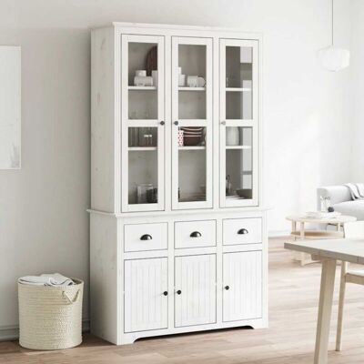 Vidaxl - Aparador Alto Bodo Madera Maciza Pino Blanco 115,5x43x200,5 Cm Vidaxl - Aparador Alto Bodo Madera Maciza Pino Blanco 115,5x43x200,5 Cm