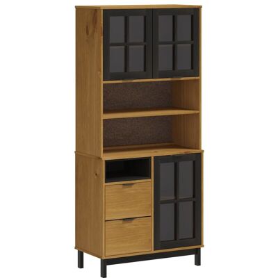 Aparador Alto Con Puertas Vidrio Flam Madera Pino 80x40x180 Cm Vidaxl Aparador Alto Con Puertas Vidrio Flam Madera Pino 80x40x180 Cm Vidaxl