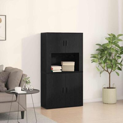 Vidaxl - Aparador Roble Negro 80 X 33 X 150 Cm Madera Contrachapada Vidaxl - Aparador Roble Negro 80 X 33 X 150 Cm Madera Contrachapada