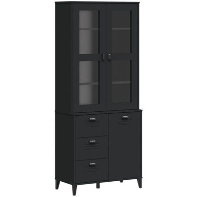 Aparador Alto Viken Madera Maciza De Pino Negro 80x40x190 Cm Vidaxl Aparador Alto Viken Madera Maciza De Pino Negro 80x40x190 Cm Vidaxl