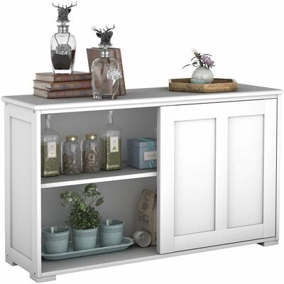Costway - Aparador Buffet Con Puertas Correderas Armario Almacenaje Multiusos Estantería De Madera Para Cocina Comedor Beige Costway - Aparador Buffet Con Puertas Correderas Armario Almacenaje Multiusos Estantería De Madera Para Cocina Comedor Beige