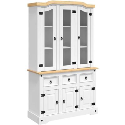 HELLOSHOP26 Aparador Cómoda Cómoda Mueble Almacenaje Organizador Cocina Salón Salón Alto Corona 112 X 43 X 196 Cm Madera Maciza Pino Mexicano Blanco 020034220 HELLOSHOP26 Aparador Cómoda Cómoda Mueble Almacenaje Organizador Cocina Salón Salón Alto Corona 112 X 43 X 196 Cm Madera Maciza Pino Mexicano Blanco 020034220