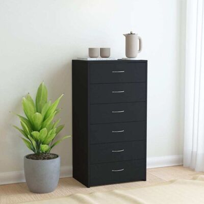 Aparador Con 6 Cajones Madera Contrachapada Negro 50x34x96 Cm Vidaxl Aparador Con 6 Cajones Madera Contrachapada Negro 50x34x96 Cm Vidaxl