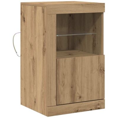 VidaXL Consola con luces LED Roble Rústico 41x37x67 cm - Gabinete VidaXL Consola con luces LED Roble Rústico 41x37x67 cm - Gabinete