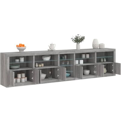 vidaXL Sideboard Sonoma Gris con LED - Sideboard vidaXL Sideboard Sonoma Gris con LED - Sideboard
