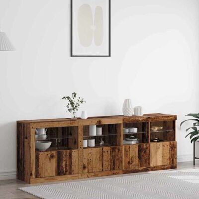 Aparador Con Luces Led Madera Vieja 202x37x67 Cm Vidaxl Aparador Con Luces Led Madera Vieja 202x37x67 Cm Vidaxl