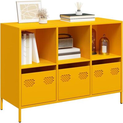 Vidaxl - Aparador Acero Laminado Frío Amarillo Mostaza 101,5x39x73,5 Cm Vidaxl - Aparador Acero Laminado Frío Amarillo Mostaza 101,5x39x73,5 Cm