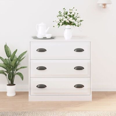 Vidaxl - Aparador Madera Contrachapada Blanco Brillante 70x35,5x67,5 Cm Vidaxl - Aparador Madera Contrachapada Blanco Brillante 70x35,5x67,5 Cm