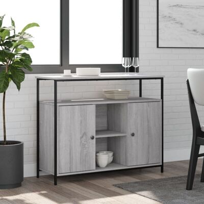 Aparador De Madera De Ingeniería Gris Sonoma 100x35x80 Cm Vidaxl Aparador De Madera De Ingeniería Gris Sonoma 100x35x80 Cm Vidaxl