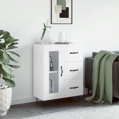 Vidaxl - Aparador De Madera Contrachapada Blanco Brillante 69,5x34x90 Cm Vidaxl - Aparador De Madera Contrachapada Blanco Brillante 69,5x34x90 Cm