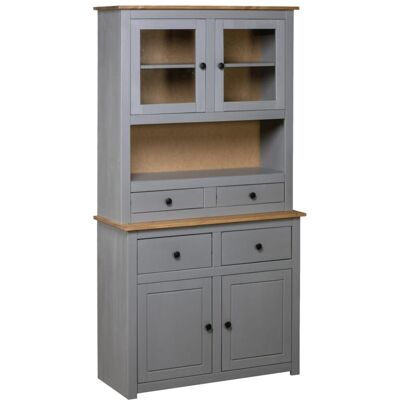 Vidaxl - Aparador Madera Maciza Pino Estilo Panamá Gris 93x40,5x180 Cm Vidaxl - Aparador Madera Maciza Pino Estilo Panamá Gris 93x40,5x180 Cm