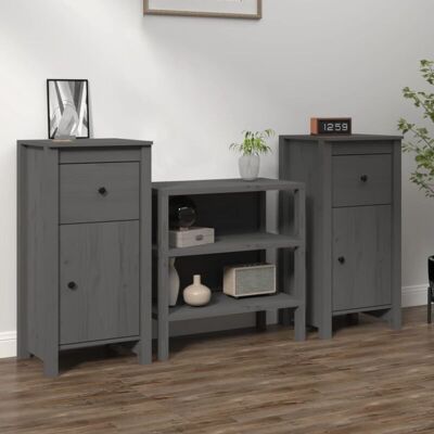 Aparadores 2 Uds Madera Maciza De Pino Gris 40x35x80 Cm Vidaxl Aparadores 2 Uds Madera Maciza De Pino Gris 40x35x80 Cm Vidaxl
