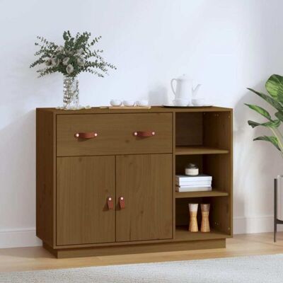 Vidaxl - Aparador De Madera Maciza De Pino Marrón Miel 98,5x40x75 Cm Vidaxl - Aparador De Madera Maciza De Pino Marrón Miel 98,5x40x75 Cm