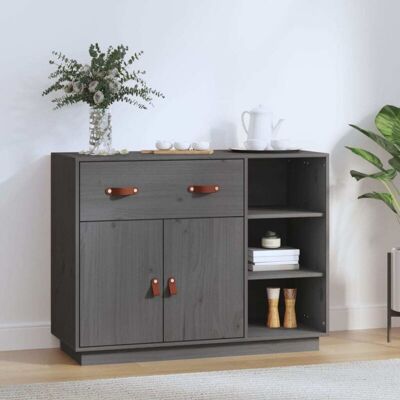Vidaxl - Aparador De Madera Maciza De Pino Gris 98,5x40x75 Cm Vidaxl - Aparador De Madera Maciza De Pino Gris 98,5x40x75 Cm