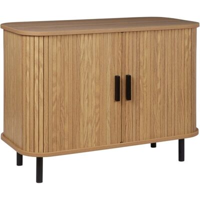 BELIANI Aparador Retro Puertas Correderas Mdf Patas De Metal Madera Clara Bradley BELIANI Aparador Retro Puertas Correderas Mdf Patas De Metal Madera Clara Bradley