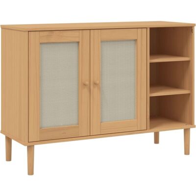 Vidaxl - Aparador Senja Aspecto De Ratán Madera Pino Marrón 112x40x80 Cm Vidaxl - Aparador Senja Aspecto De Ratán Madera Pino Marrón 112x40x80 Cm