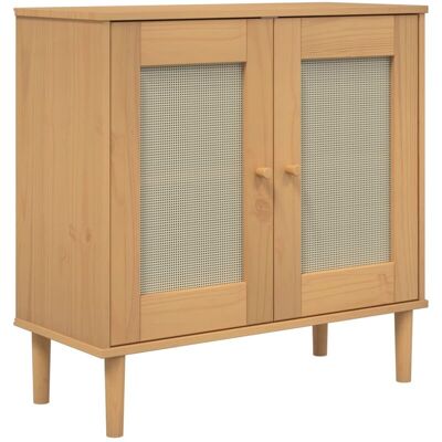 Vidaxl - Aparador Senja Aspecto De Ratán Madera Pino Marrón 80x35x80 Cm Vidaxl - Aparador Senja Aspecto De Ratán Madera Pino Marrón 80x35x80 Cm