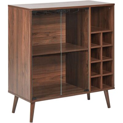 BELIANI Aparador Vitrina 2 Puertas Frente Vidrio Con Estantes Con Porta Copas Botellero Estilo Tradicional Elegante Almacenaje Madera Oscura Tullamore BELIANI Aparador Vitrina 2 Puertas Frente Vidrio Con Estantes Con Porta Copas Botellero Estilo Tradicional Elegante Almacenaje Madera Oscura Tullamore