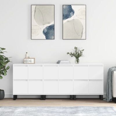 Aparadores 3 Uds Madera Contrachapada Blanco Vidaxl Aparadores 3 Uds Madera Contrachapada Blanco Vidaxl