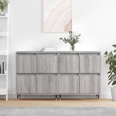 Aparadores 2 Piezas Madera Contrachapada Gris Sonoma Vidaxl Aparadores 2 Piezas Madera Contrachapada Gris Sonoma Vidaxl