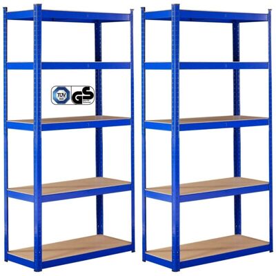 Arebos - 2x Estanteria Metalica - Estanterias Almacenaje 180 X 90 X 30 Cm - 875 Kg - Estanterías Metálicas - Estanterias Metalicas Almacenaje - 5 Baldas - 2 Unidades - Azul Arebos - 2x Estanteria Metalica - Estanterias Almacenaje 180 X 90 X 30 Cm - 875 Kg - Estanterías Metálicas - Estanterias Metalicas Almacenaje - 5 Baldas - 2 Unidades - Azul
