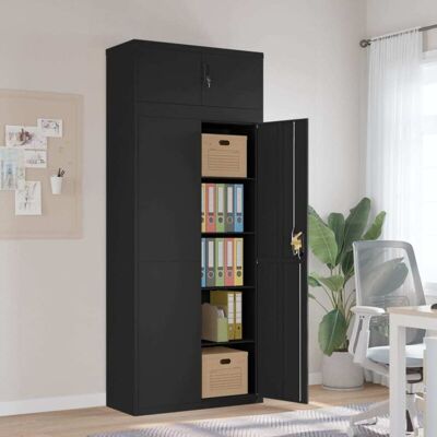 Armario Archivador De Acero Negro 90x40x220 Cm Vidaxl Armario Archivador De Acero Negro 90x40x220 Cm Vidaxl