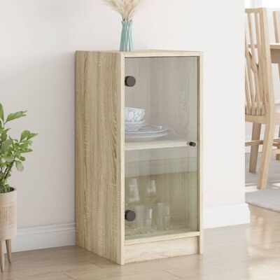 Armario Auxiliar Puertas De Vidrio Roble Sonoma 35x37x75,5 Cm Vidaxl Armario Auxiliar Puertas De Vidrio Roble Sonoma 35x37x75,5 Cm Vidaxl