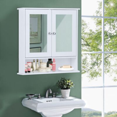 COSTWAY Armario Con Espejo De Baño De Pared Con 2 Puertas 3 Estantes Almacenamiento Para Baño Toalla COSTWAY Armario Con Espejo De Baño De Pared Con 2 Puertas 3 Estantes Almacenamiento Para Baño Toalla