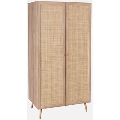 SWEEEK Armario De 2 Puertas De Caña Y Efecto Madera SWEEEK Armario De 2 Puertas De Caña Y Efecto Madera