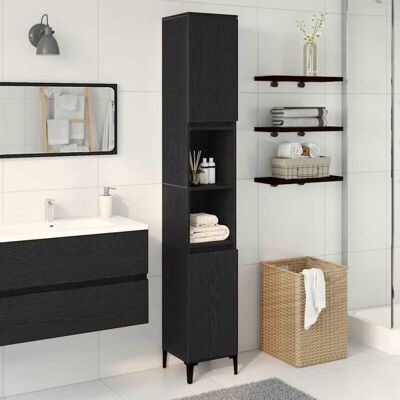 vidaXL Armario de baño - Roble negro, 190cm alto, 30cm de ancho - Muebles de baño vidaXL Armario de baño - Roble negro, 190cm alto, 30cm de ancho - Muebles de baño