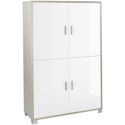 Mueble de oficina blanco brillante 4 puertas con estantes - Muebles de oficina Mueble de oficina blanco brillante 4 puertas con estantes - Muebles de oficina