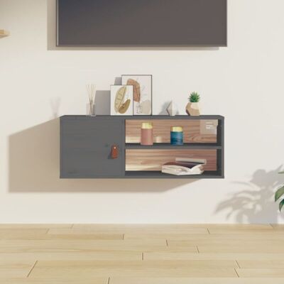 Armario De Pared De Madera Maciza De Pino Gris 80x30x30 Cm Vidaxl Armario De Pared De Madera Maciza De Pino Gris 80x30x30 Cm Vidaxl