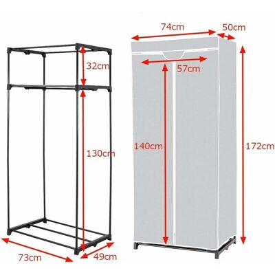 Costway - Armario De Tela Plegable 75x50x170cm Guardarropa Closet Con Barra Para Colgar Ropa Organizador Gris Costway - Armario De Tela Plegable 75x50x170cm Guardarropa Closet Con Barra Para Colgar Ropa Organizador Gris
