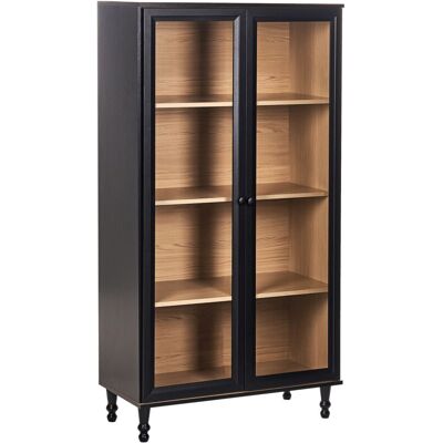 Beliani - Armario Decorativo Escandinavo Clásico Aparador Alto Con Expositor De Vidrio Negro Con Madera Clara Tingledale Beliani - Armario Decorativo Escandinavo Clásico Aparador Alto Con Expositor De Vidrio Negro Con Madera Clara Tingledale