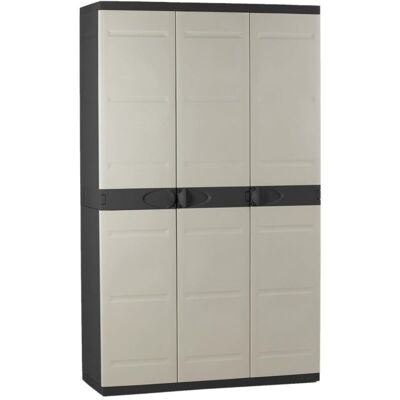 Plastiken - Armario De Jardín 3 Puertas Titanium, Armario De Resina 4 Estantes Regulables Negro 105x176x41 Cm Plastiken - Armario De Jardín 3 Puertas Titanium, Armario De Resina 4 Estantes Regulables Negro 105x176x41 Cm