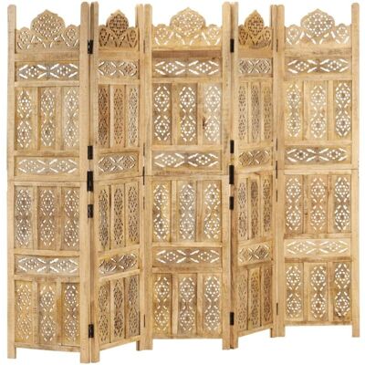 Biombo 5 Paneles Tallado A Mano Madera Maciza Mango 200x165 Cm Vidaxl Biombo 5 Paneles Tallado A Mano Madera Maciza Mango 200x165 Cm Vidaxl