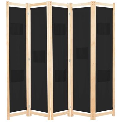 Biombo Divisor De 5 Paneles De Tela Negro 200x170x4 Cm Vidaxl Biombo Divisor De 5 Paneles De Tela Negro 200x170x4 Cm Vidaxl