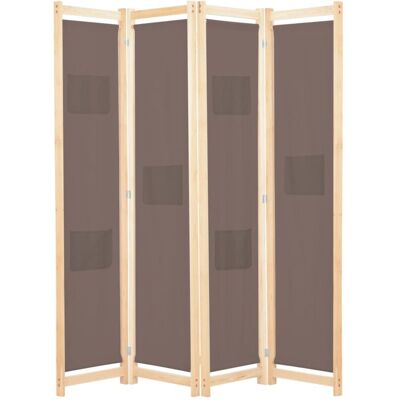 Biombo Divisor De 4 Paneles De Tela Marrón 160x170x4 Cm Vidaxl Biombo Divisor De 4 Paneles De Tela Marrón 160x170x4 Cm Vidaxl