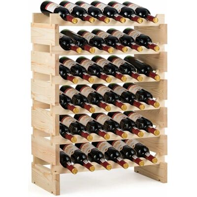 Costway - Botellero Para 36 Botellas Soporte De Vino De Madera Botellero Apilable De 6 Niveles Estante Del Vino Para Salón Cocina Comedor Costway - Botellero Para 36 Botellas Soporte De Vino De Madera Botellero Apilable De 6 Niveles Estante Del Vino Para Salón Cocina Comedor