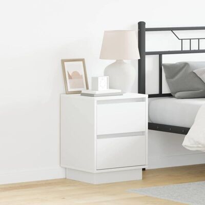 Mesita de noche LED blanca vidaXL - MDF moderno, cajones con cierre suave Mesita de noche LED blanca vidaXL - MDF moderno, cajones con cierre suave