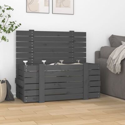 Caja De Almacenaje Madera Maciza De Pino Gris 91x40,5x42 Cm Vidaxl Caja De Almacenaje Madera Maciza De Pino Gris 91x40,5x42 Cm Vidaxl
