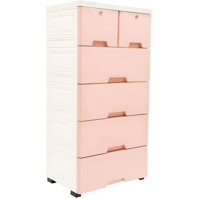 GOJOY armario plástico de 6 cajones - Rosa - 50x35x102 cm - Armario de almacenamiento GOJOY armario plástico de 6 cajones - Rosa - 50x35x102 cm - Armario de almacenamiento