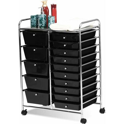 Carrito Auxiliar Almacenamiento Con 15 Cajones Apilables Y Ruedas Estructura Metálica, Carro Organizador Para Cocina Restauranter Negro - Costway Carrito Auxiliar Almacenamiento Con 15 Cajones Apilables Y Ruedas Estructura Metálica, Carro Organizador Para Cocina Restauranter Negro - Costway