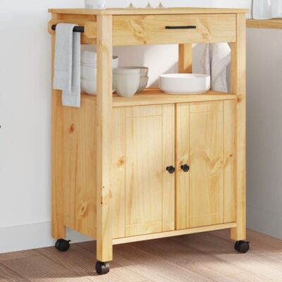 vidaXL Carrito Monza Madera Maciza - Cocina, Marrón, 60x40x90cm vidaXL Carrito Monza Madera Maciza - Cocina, Marrón, 60x40x90cm